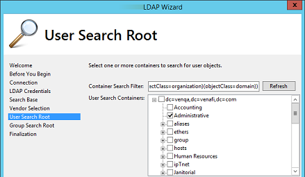 User Search Root page