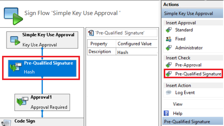 Pre-Qualified Signature appears in a Code Sign Flow