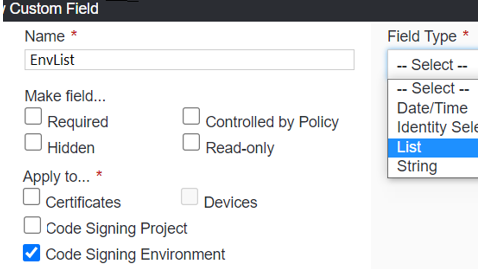 Always specify the Project and/or ENV for your Custom Field
