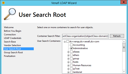 User Search Root page