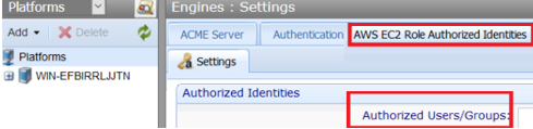 EC2 Identities in Platform tree